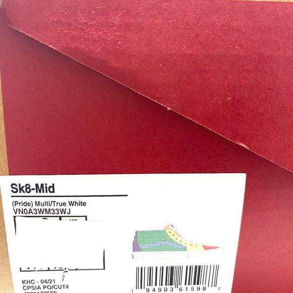 💖MEGA SALE💖VANS PRIDE LGBTQ+ Authentic Men’s Sneakers VN0A3WM33WJ Sk8-Mid - Picture 11 of 12